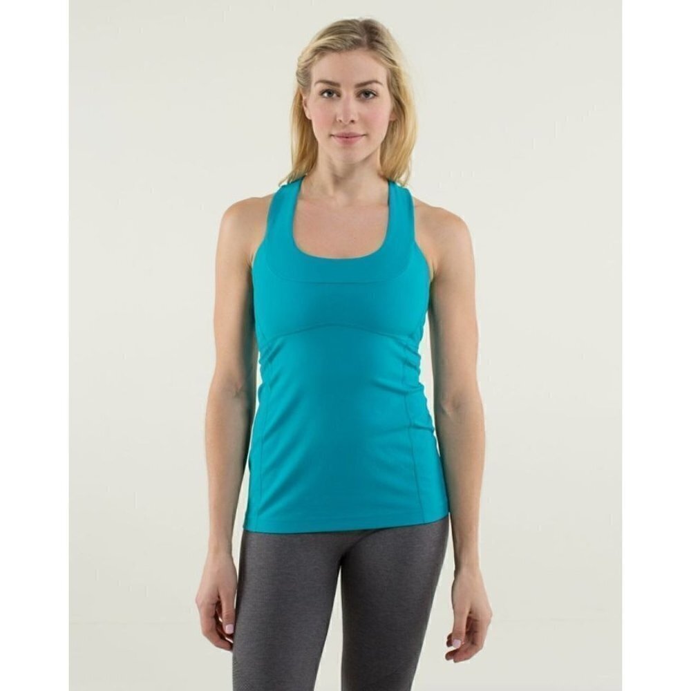 Lululemon Scoop Neck Luon Athletic Tank Top Surge Teal Blue 8